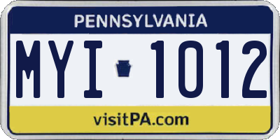 PA license plate MYI1012