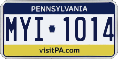 PA license plate MYI1014