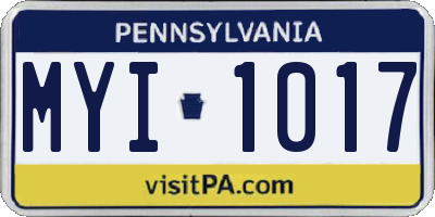 PA license plate MYI1017