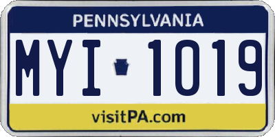 PA license plate MYI1019