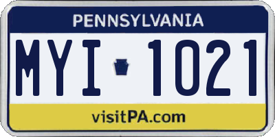 PA license plate MYI1021