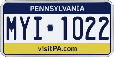 PA license plate MYI1022