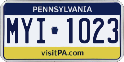 PA license plate MYI1023