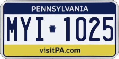 PA license plate MYI1025