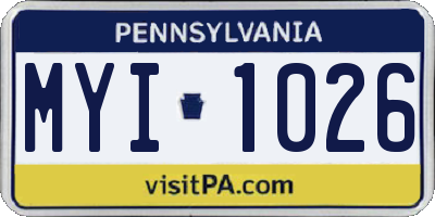 PA license plate MYI1026