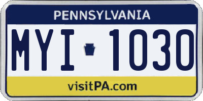 PA license plate MYI1030