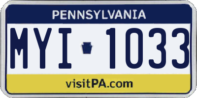 PA license plate MYI1033