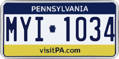 PA license plate MYI1034
