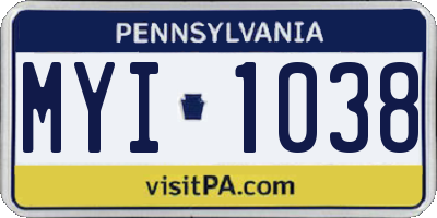 PA license plate MYI1038