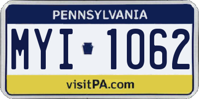 PA license plate MYI1062