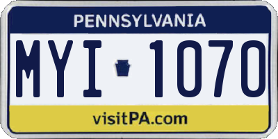 PA license plate MYI1070