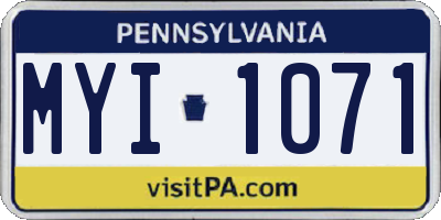 PA license plate MYI1071