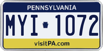 PA license plate MYI1072