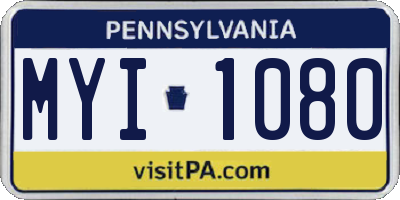 PA license plate MYI1080