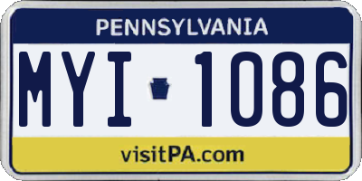 PA license plate MYI1086