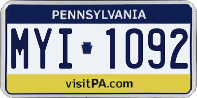PA license plate MYI1092