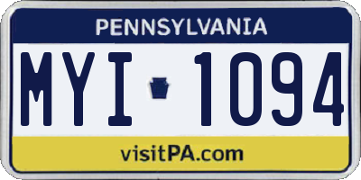 PA license plate MYI1094