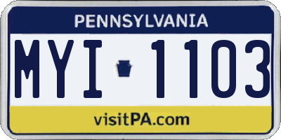 PA license plate MYI1103