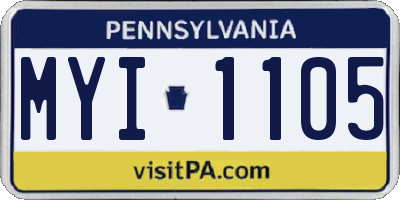 PA license plate MYI1105