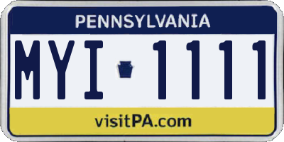 PA license plate MYI1111