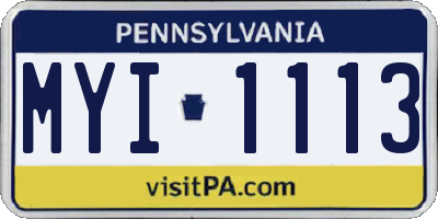 PA license plate MYI1113