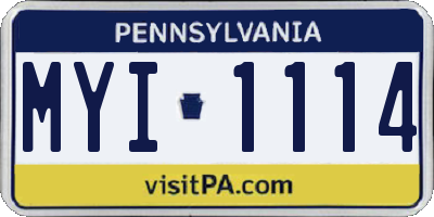 PA license plate MYI1114