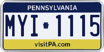 PA license plate MYI1115