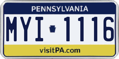 PA license plate MYI1116