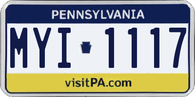 PA license plate MYI1117