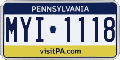 PA license plate MYI1118