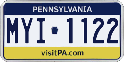 PA license plate MYI1122
