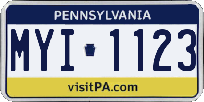 PA license plate MYI1123