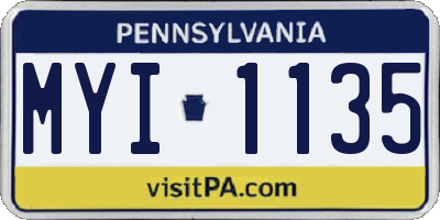 PA license plate MYI1135
