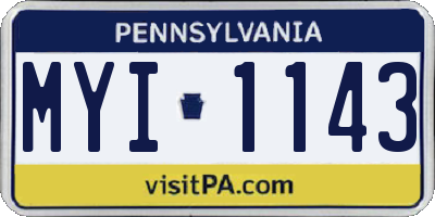 PA license plate MYI1143