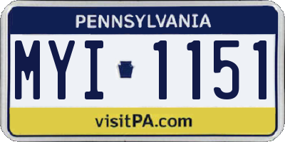 PA license plate MYI1151