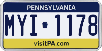 PA license plate MYI1178
