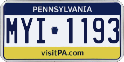 PA license plate MYI1193