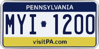 PA license plate MYI1200