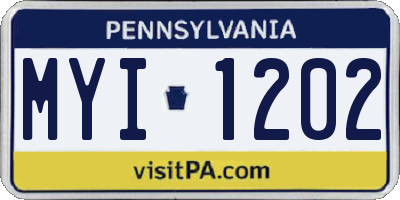 PA license plate MYI1202