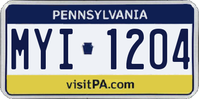 PA license plate MYI1204