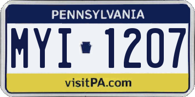 PA license plate MYI1207