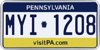 PA license plate MYI1208