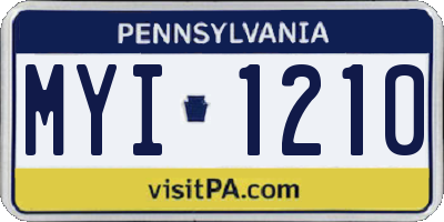 PA license plate MYI1210