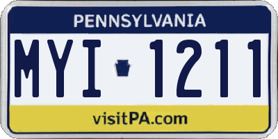PA license plate MYI1211
