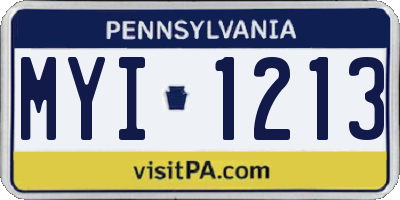 PA license plate MYI1213