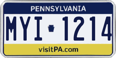 PA license plate MYI1214