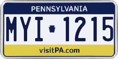 PA license plate MYI1215