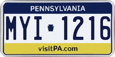PA license plate MYI1216