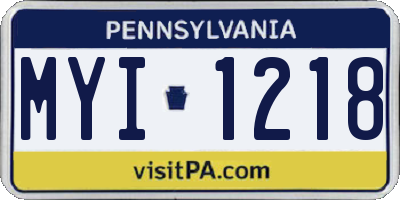 PA license plate MYI1218