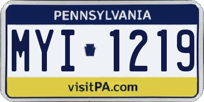 PA license plate MYI1219